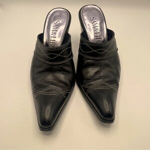 Sam&Libby Women’s Y2K Heel Black Leather Slip On Mule Western Boho Boot 6.5 M